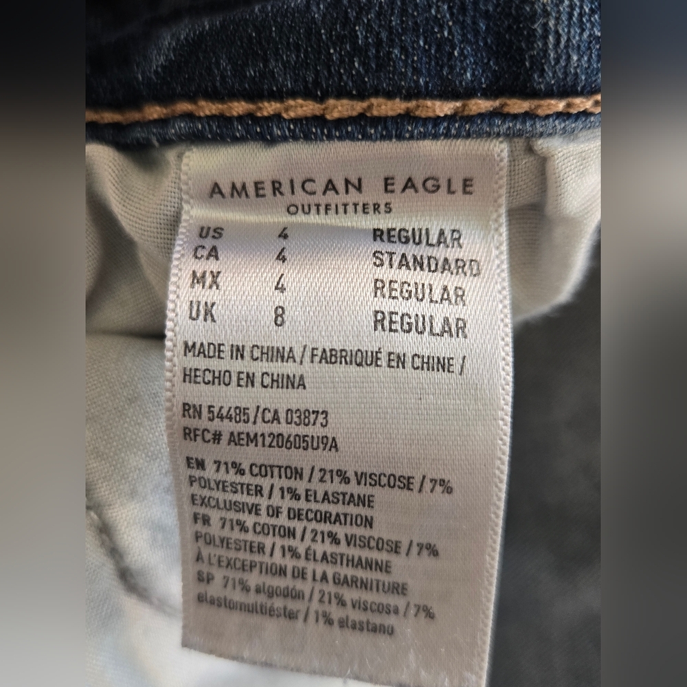 American Eagle Distressed Skinny Jeans Size 8 Button Fly Destroyed Denim - Picture 12 of 13